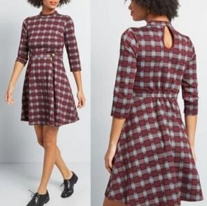 Modcloth Proudest Moments Plaid Knit Dress